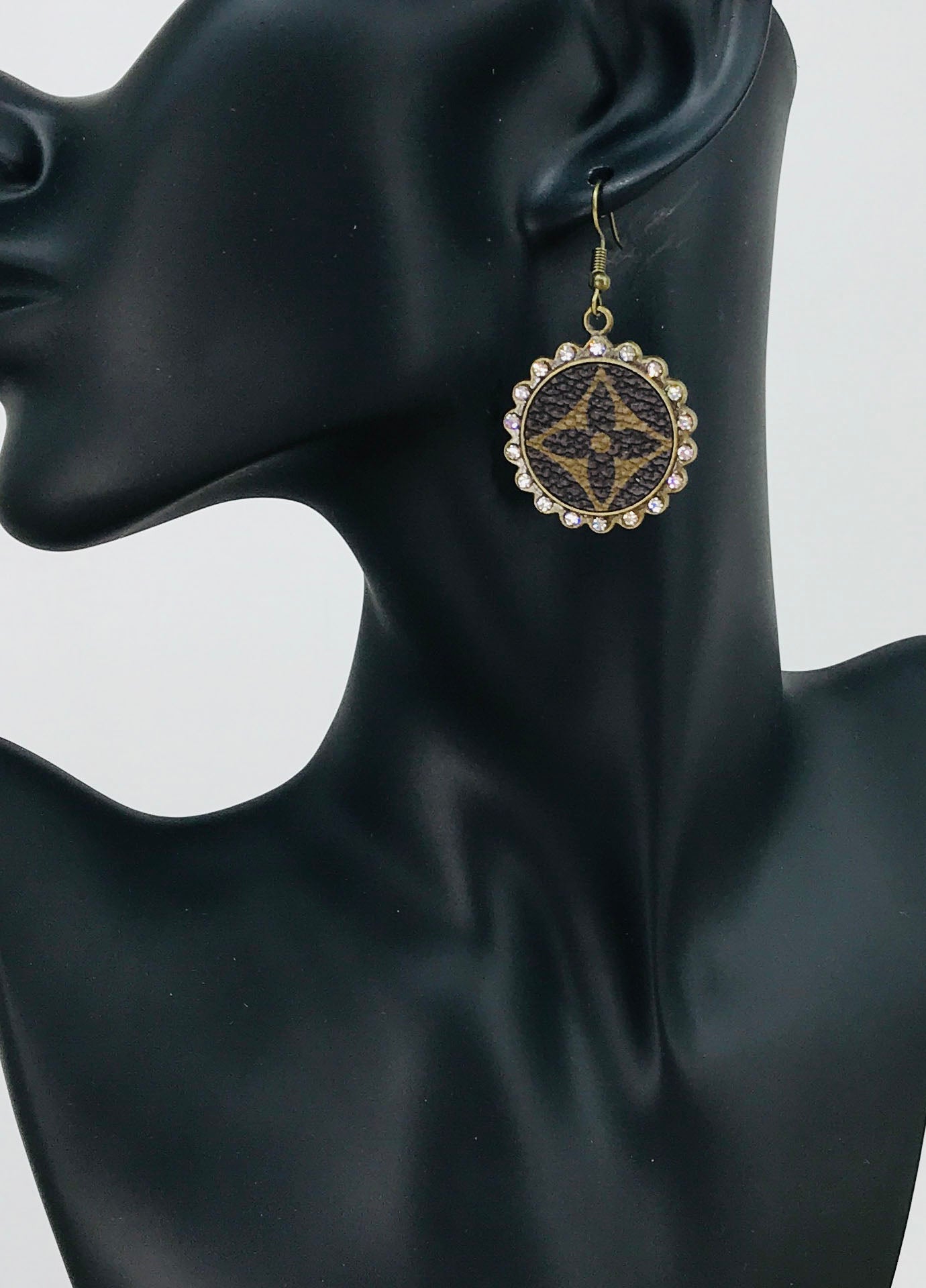 Mini Rhinestone Medallion Drop Earrings