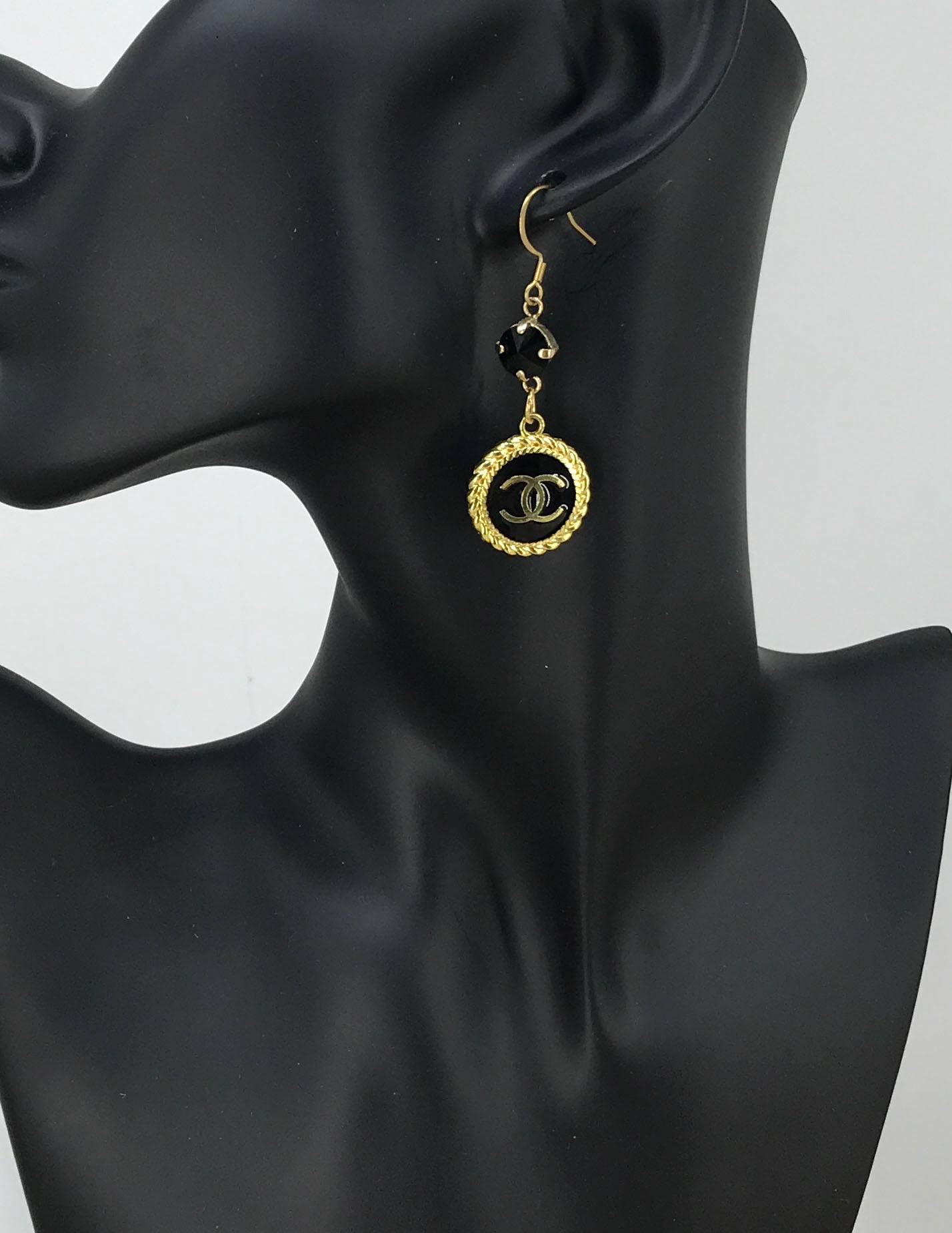 Jet Crystal Noir Signature Charm Drop Earrings