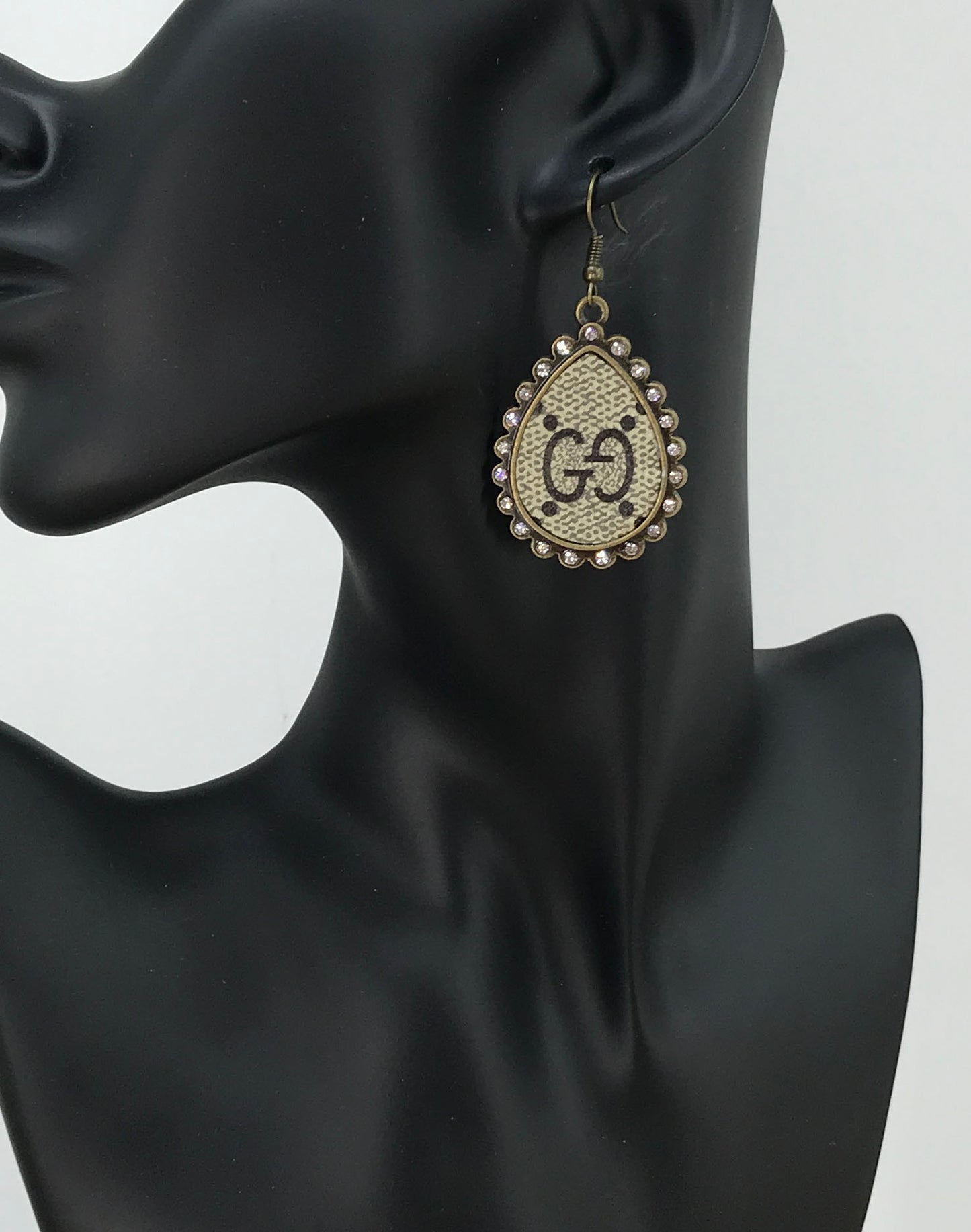 Rhinestone Teardrop Medallion Drop Earrings