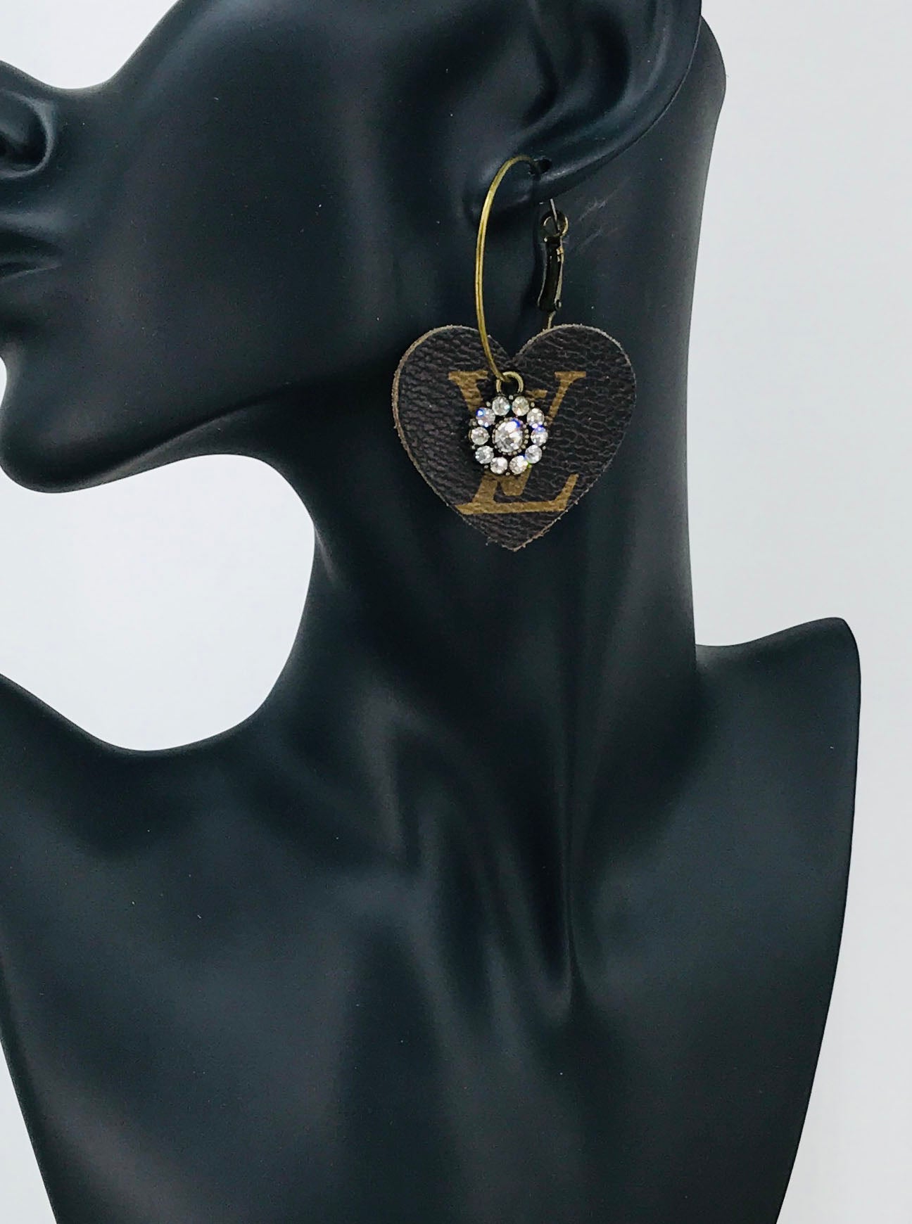 Rhinestone Bloom Heart Hoop Earrings
