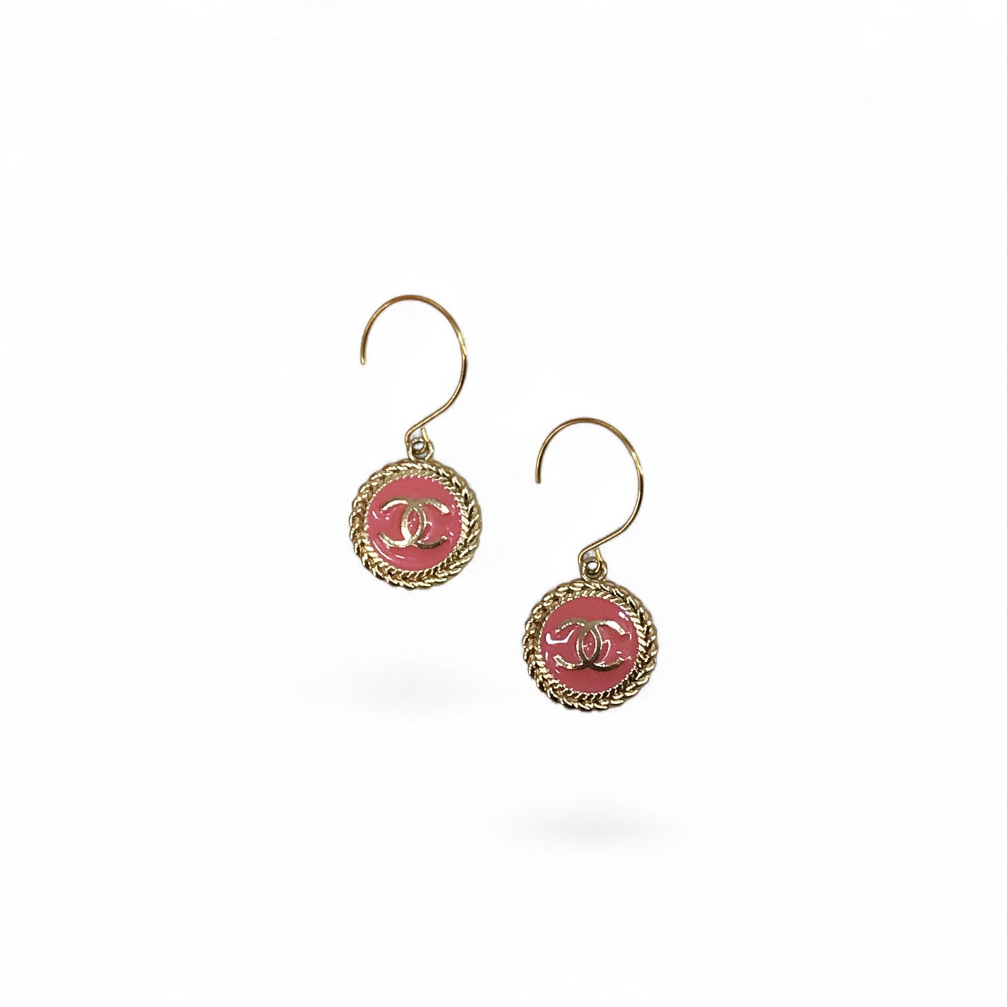 Signature Button Charm Drop Earrings