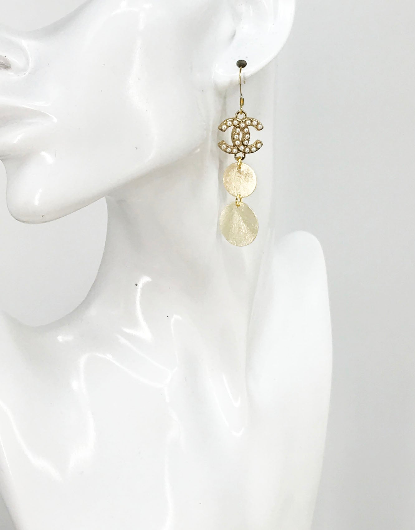 Layered Disc Brushed Drop Earrings