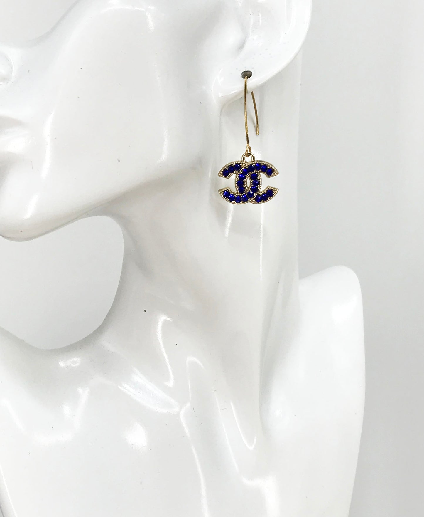 Pavé Double-C Charm Marquise Hook Earrings