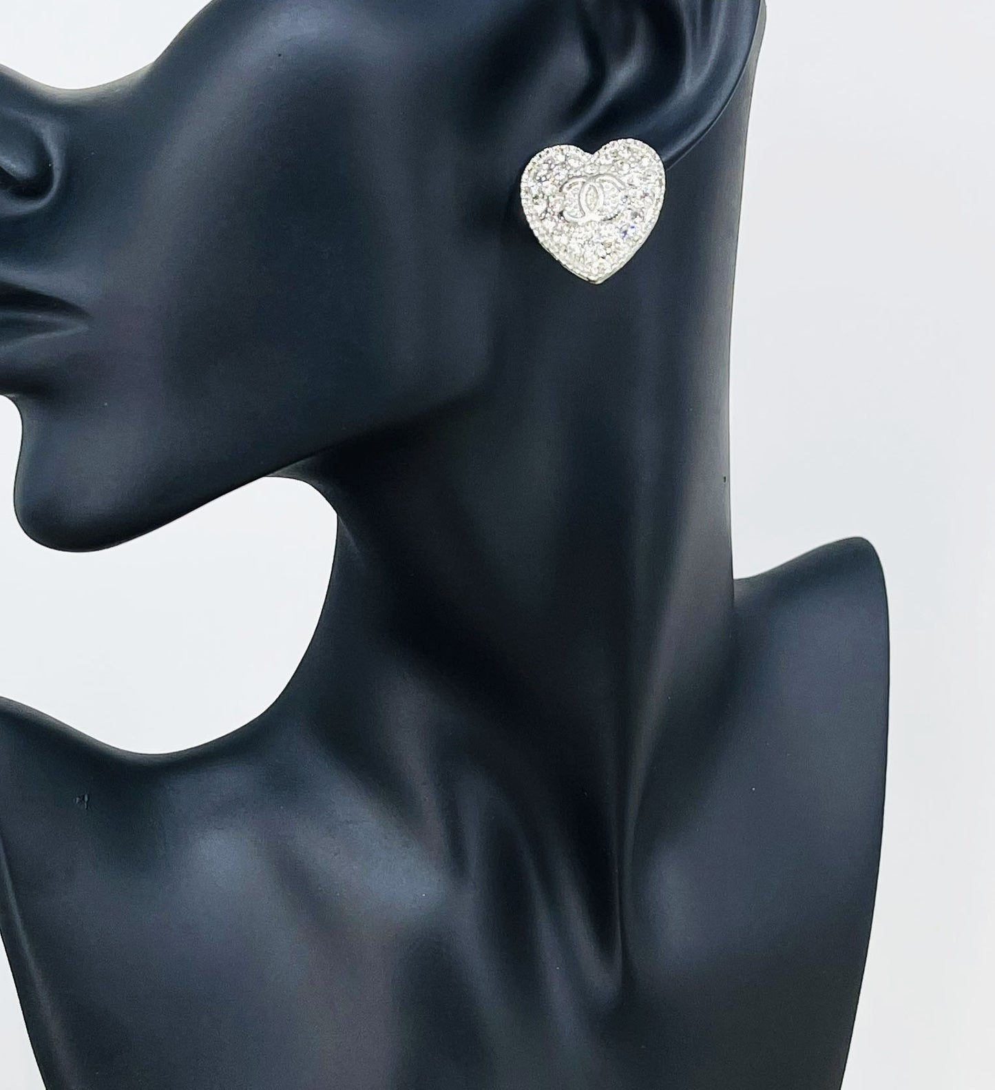 Pave Heart Stud Earrings