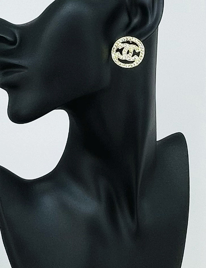 Pave Circle Stud Earrings