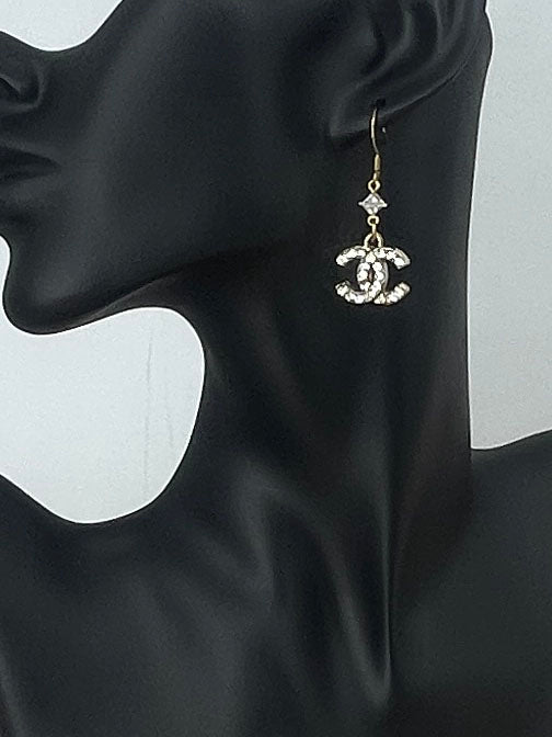 Clear Sparkle Link Drop Earrings