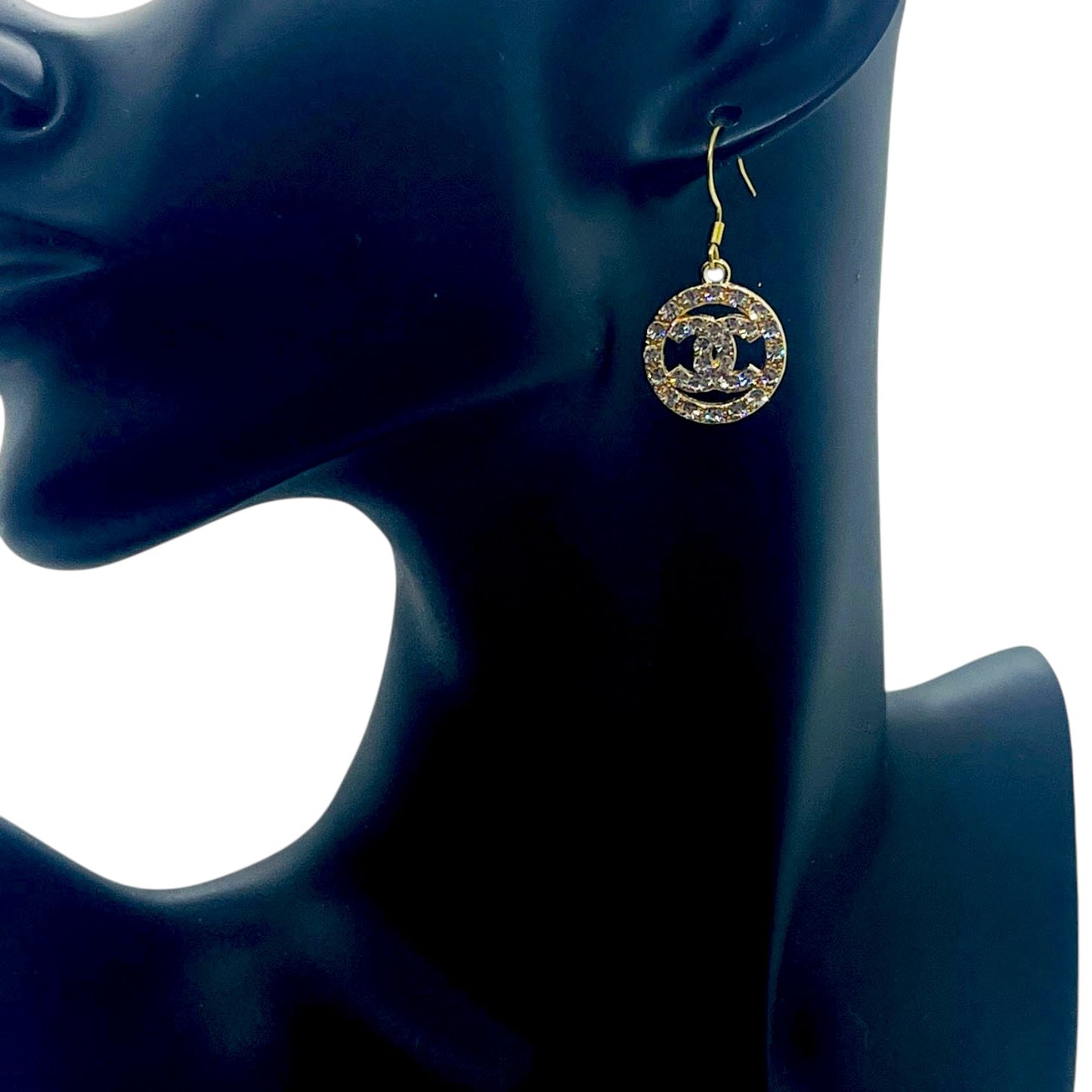 Golden Glow Rhinestone Circle Drop Earrings