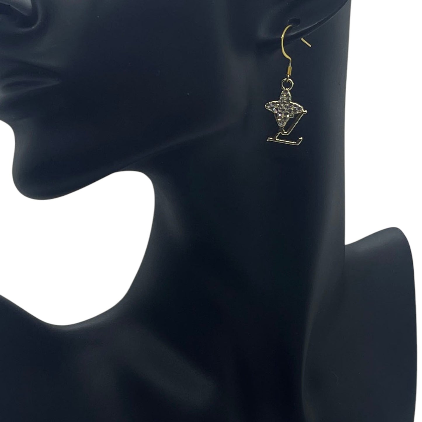 Gold Rhinestone Accent Drop Earrings