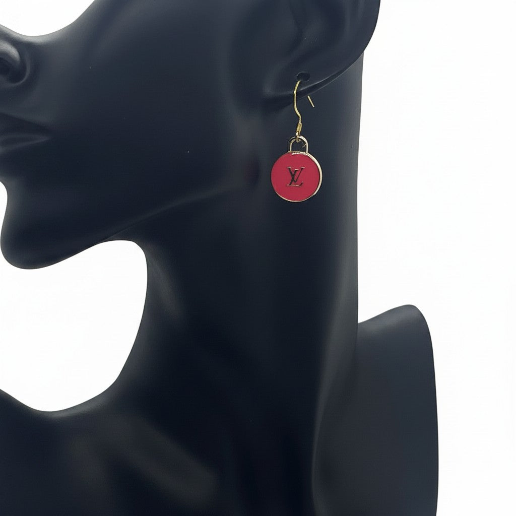 Gilded Hot Pink Signature Pendant Earrings