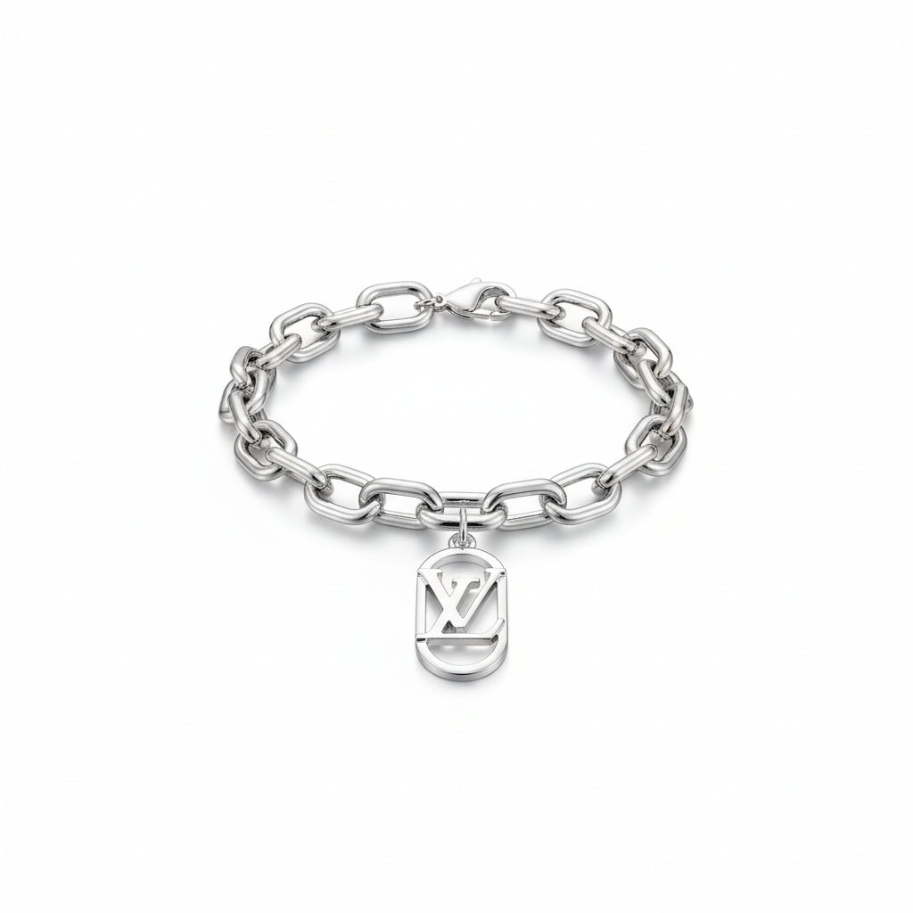 LV Minimal Charm Silver Link Bracelet