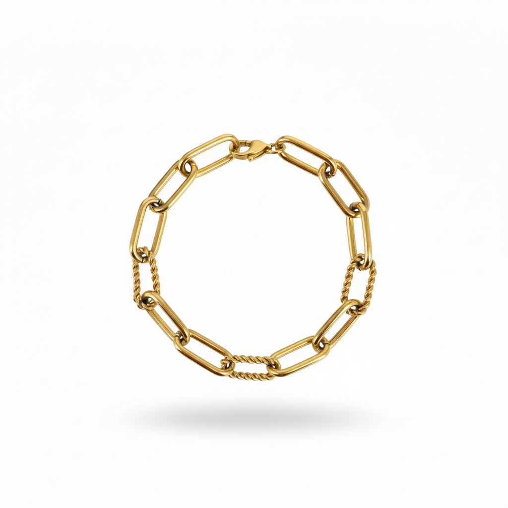 Gold Mixed-Link Paperclip Chain Bracelet