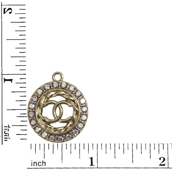 1" Gold Tone Round Rhinestone Charms