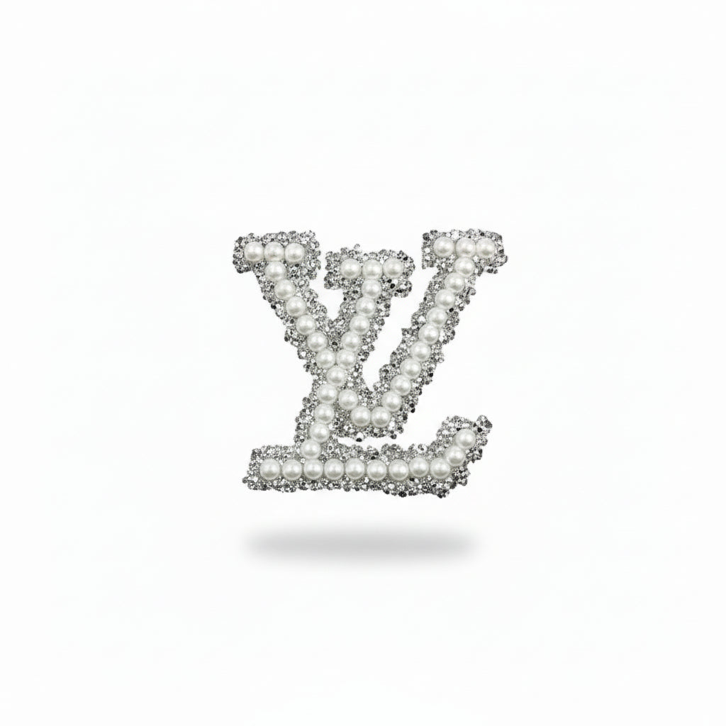 White Pearl & Silver Glitter Emblems