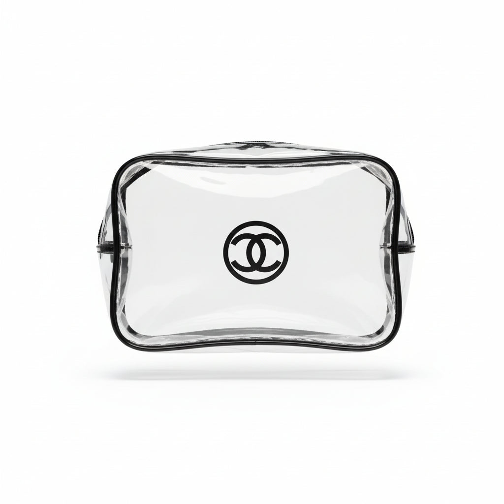 Clear Cosmetic Bag with CC Emblem