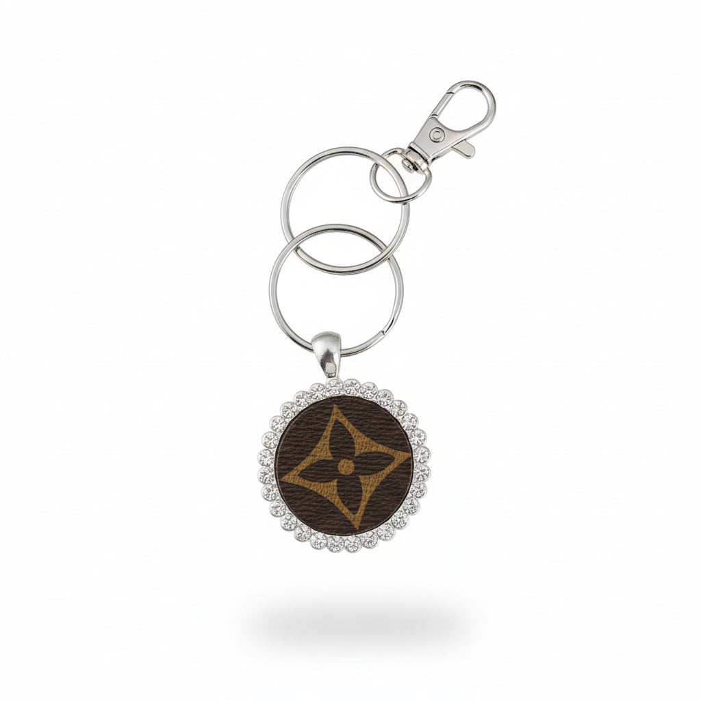 Silver Rhinestone Medallion Keychain