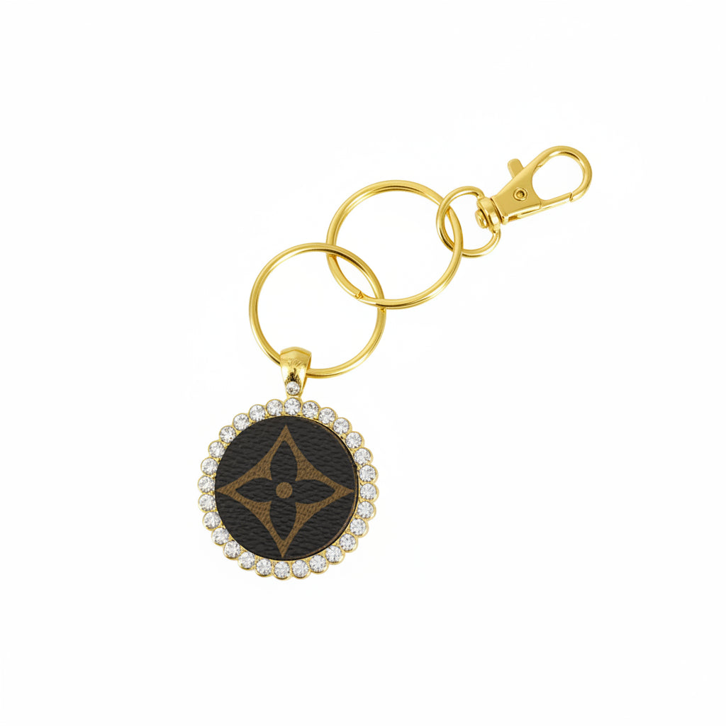 Gold Rhinestone Medallion Keychain