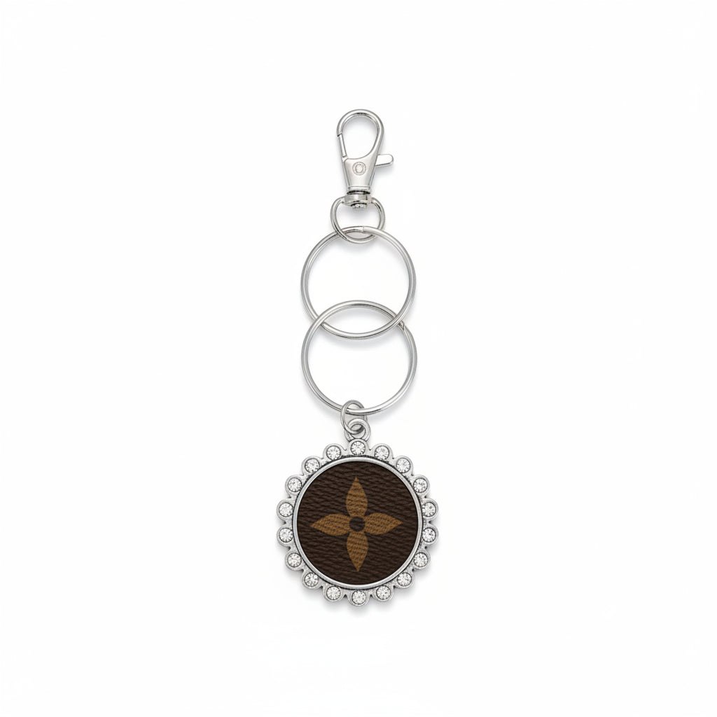 Silver Rhinestone Medallion Keychain