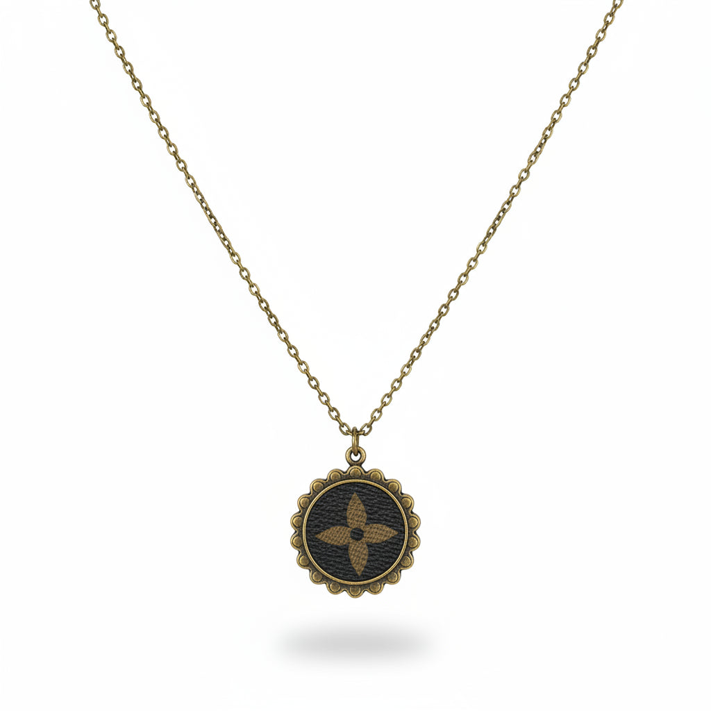 Antique Bronze Noir Bloom Medallion Necklace