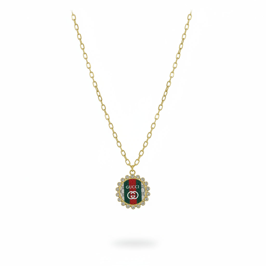 Rhinestone Halo Medallion Pendant Necklace