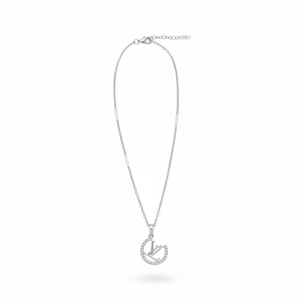 Tarnish Resistant Silver Rhinestone Signature Cable Chain Necklace