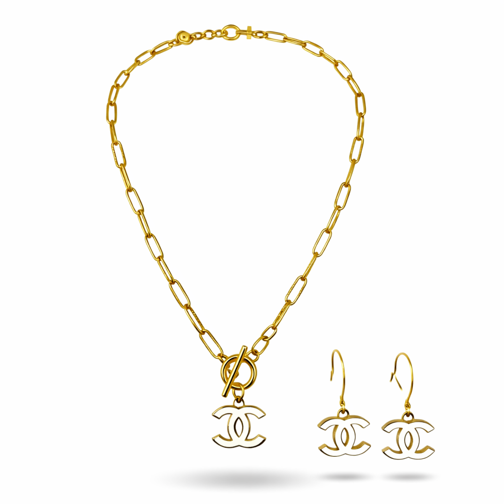 Icon Toggle Link Necklace & Earring Set