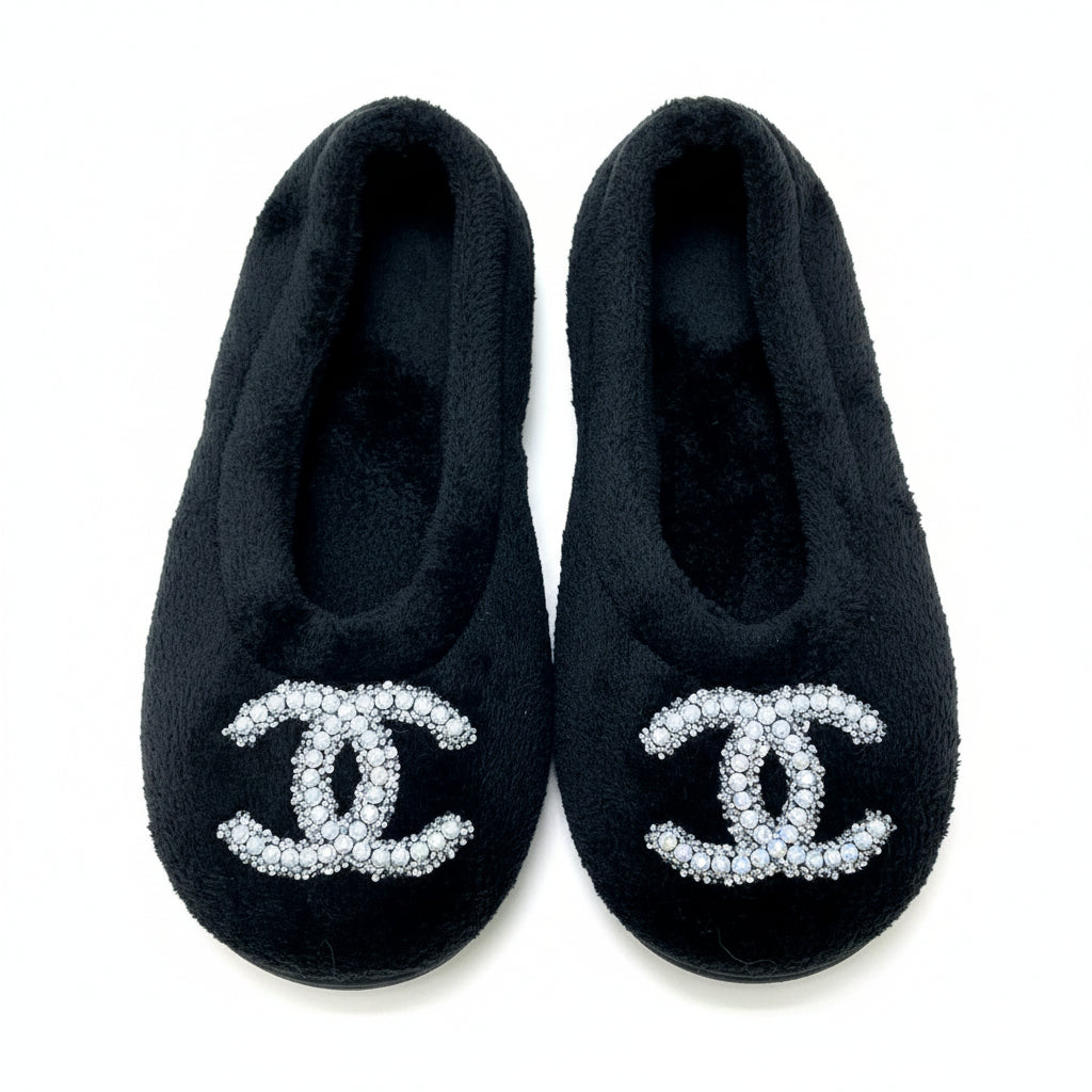 Black Ballerina Bling Slippers