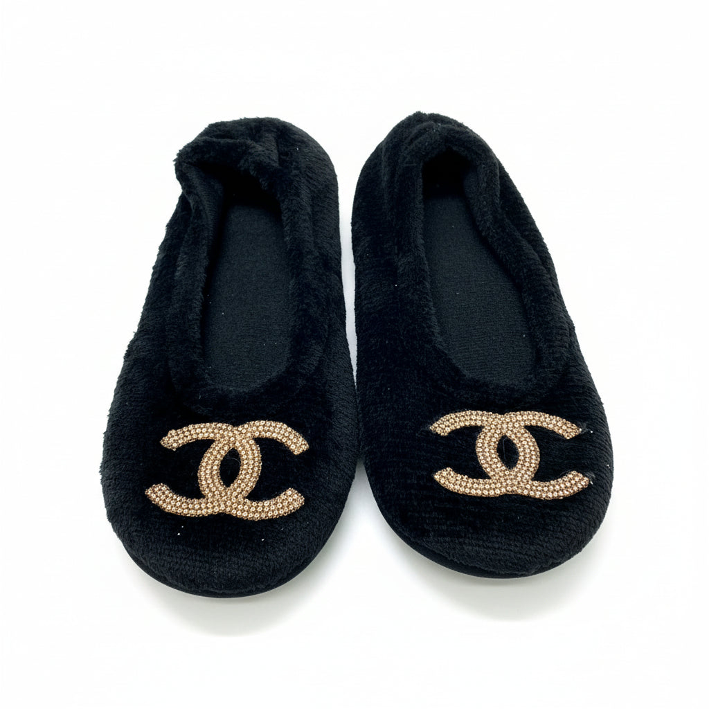 Black Ballerina Bling Slippers