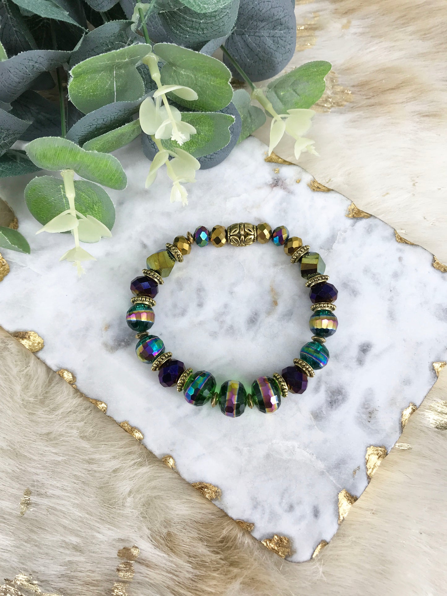 Glass Bead Stretchy Bracelet - B1439