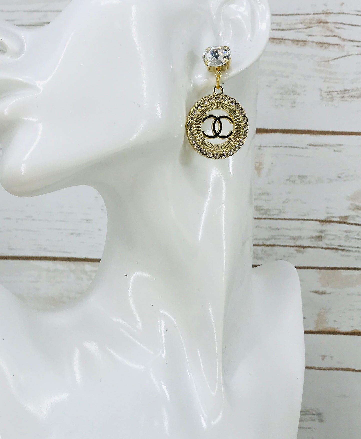 Crystal Top Pave Sunburst Charm Drop Earrings