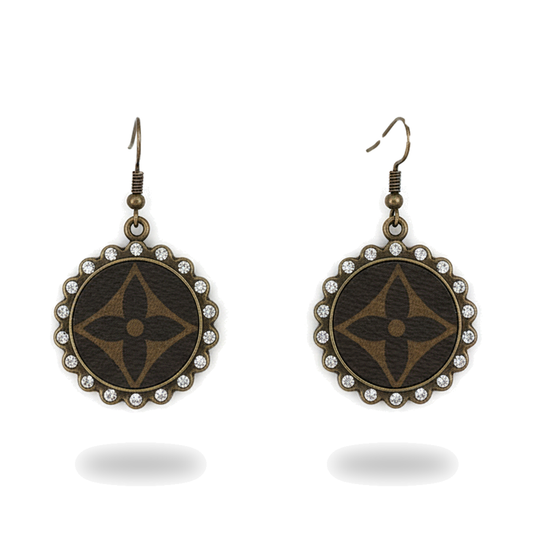 Mini Rhinestone Medallion Drop Earrings