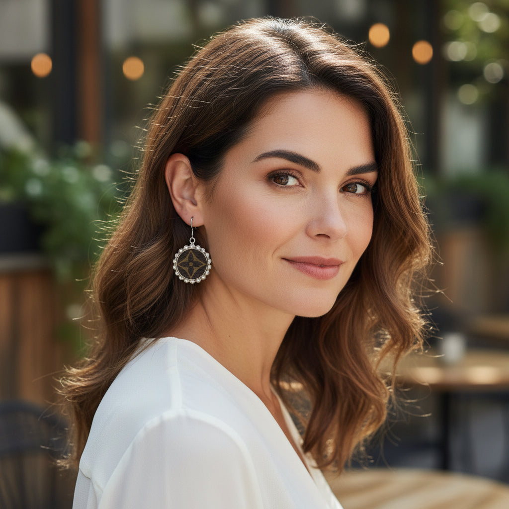 Petite Rhinestone Medallion Drop Earrings