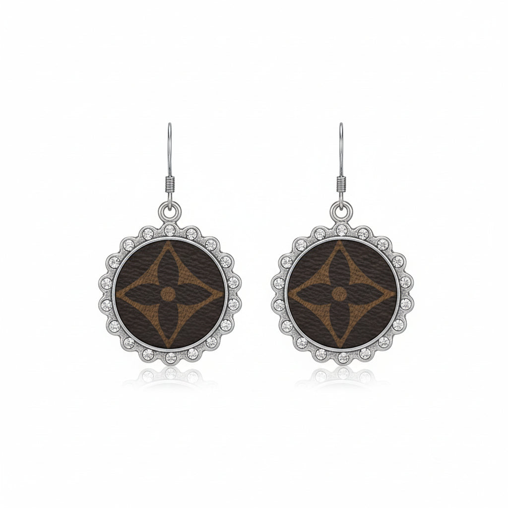 Petite Rhinestone Medallion Drop Earrings