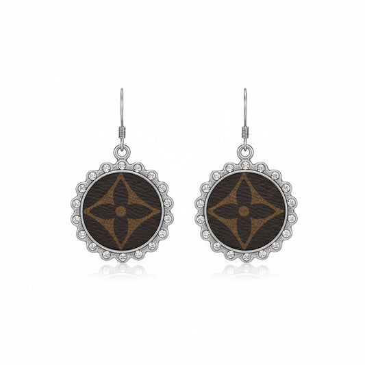 Petite Rhinestone Medallion Drop Earrings