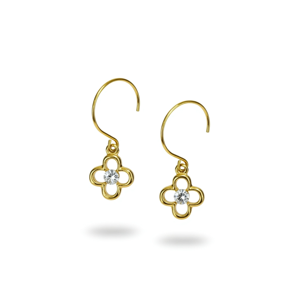 Dainty Clover Spark Drop Earrings