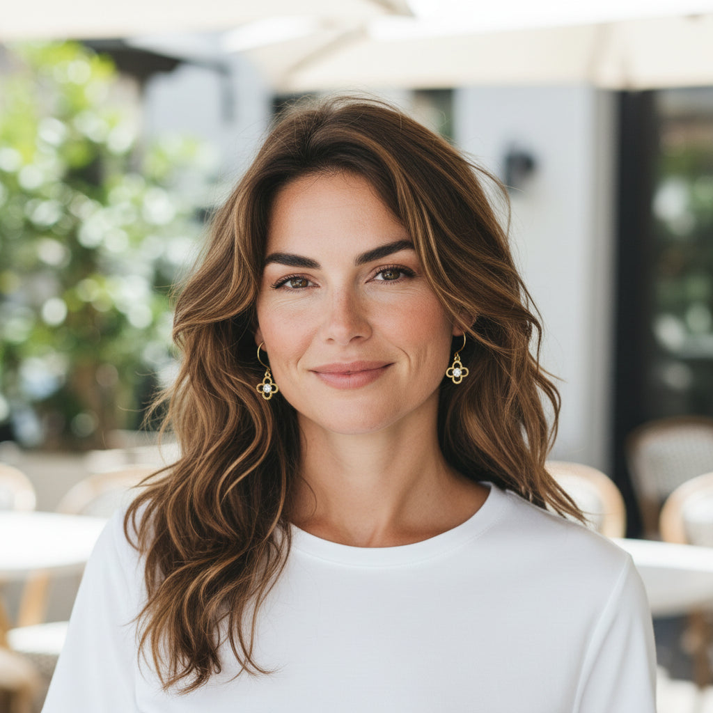 Dainty Clover Spark Drop Earrings