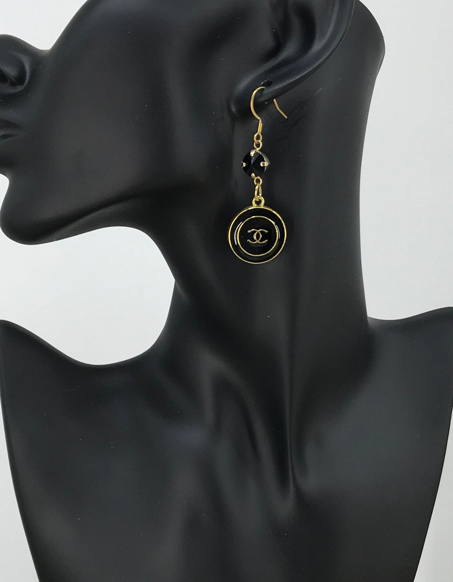 Jet Crystal Noir Signature Disc Drop Earrings
