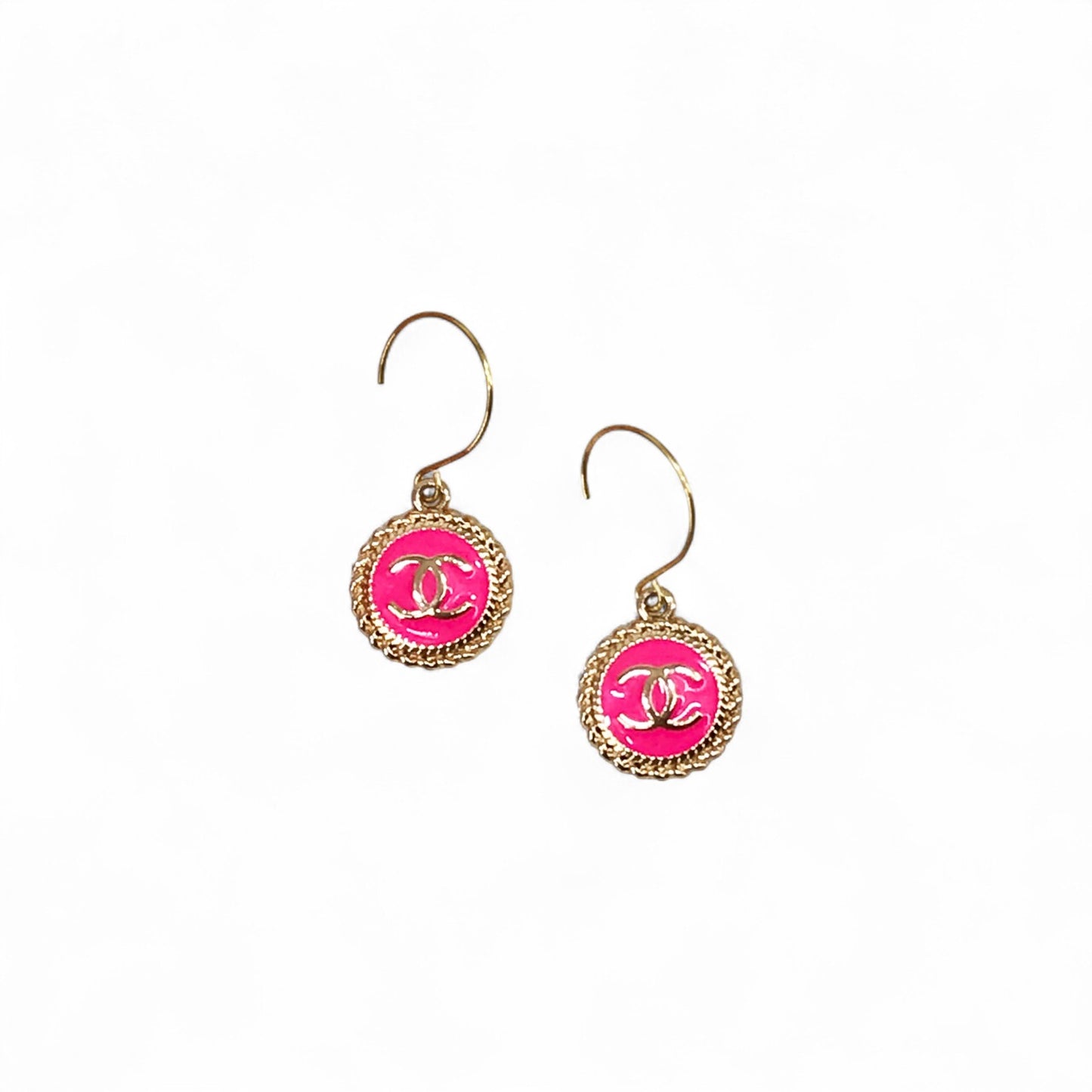Signature Button Charm Drop Earrings