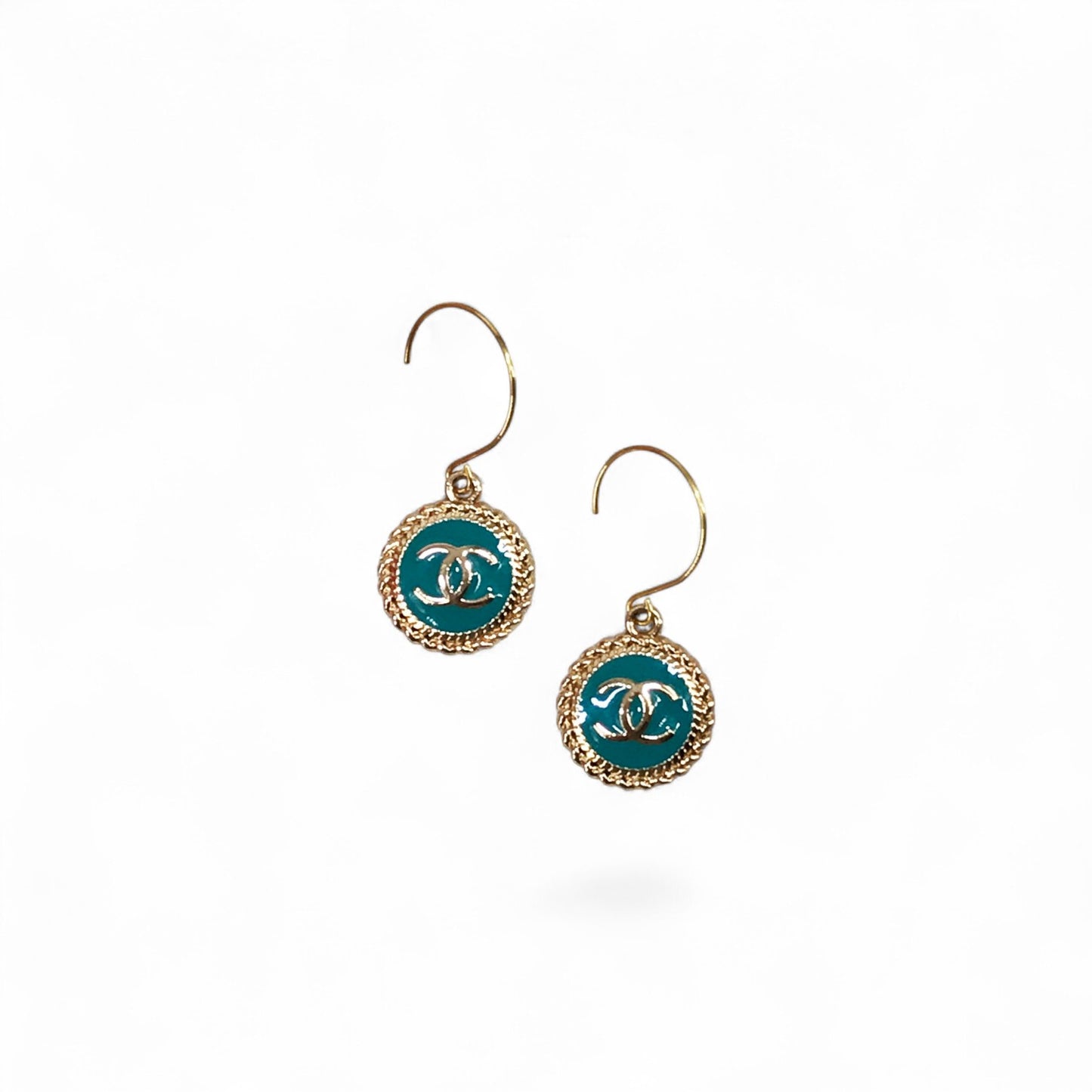 Signature Button Charm Drop Earrings