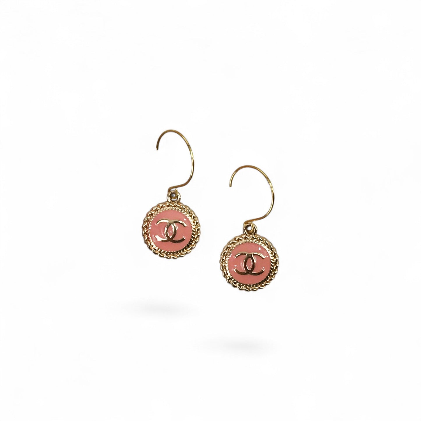Signature Button Charm Drop Earrings