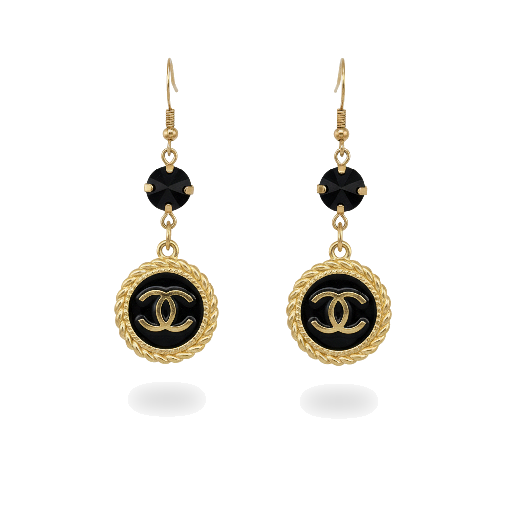 Jet Crystal Noir Signature Charm Drop Earrings