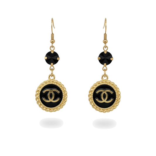 Jet Crystal Noir Signature Charm Drop Earrings