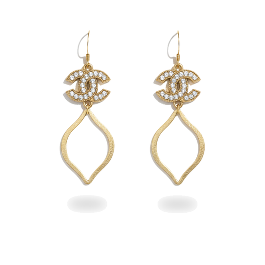 Sparkle Charm Brushed Marquise Drop Earrings