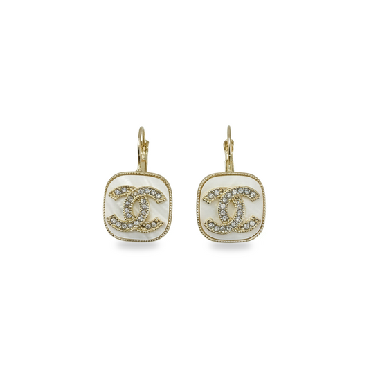 Ivory Pave Leverback Drop Earrings