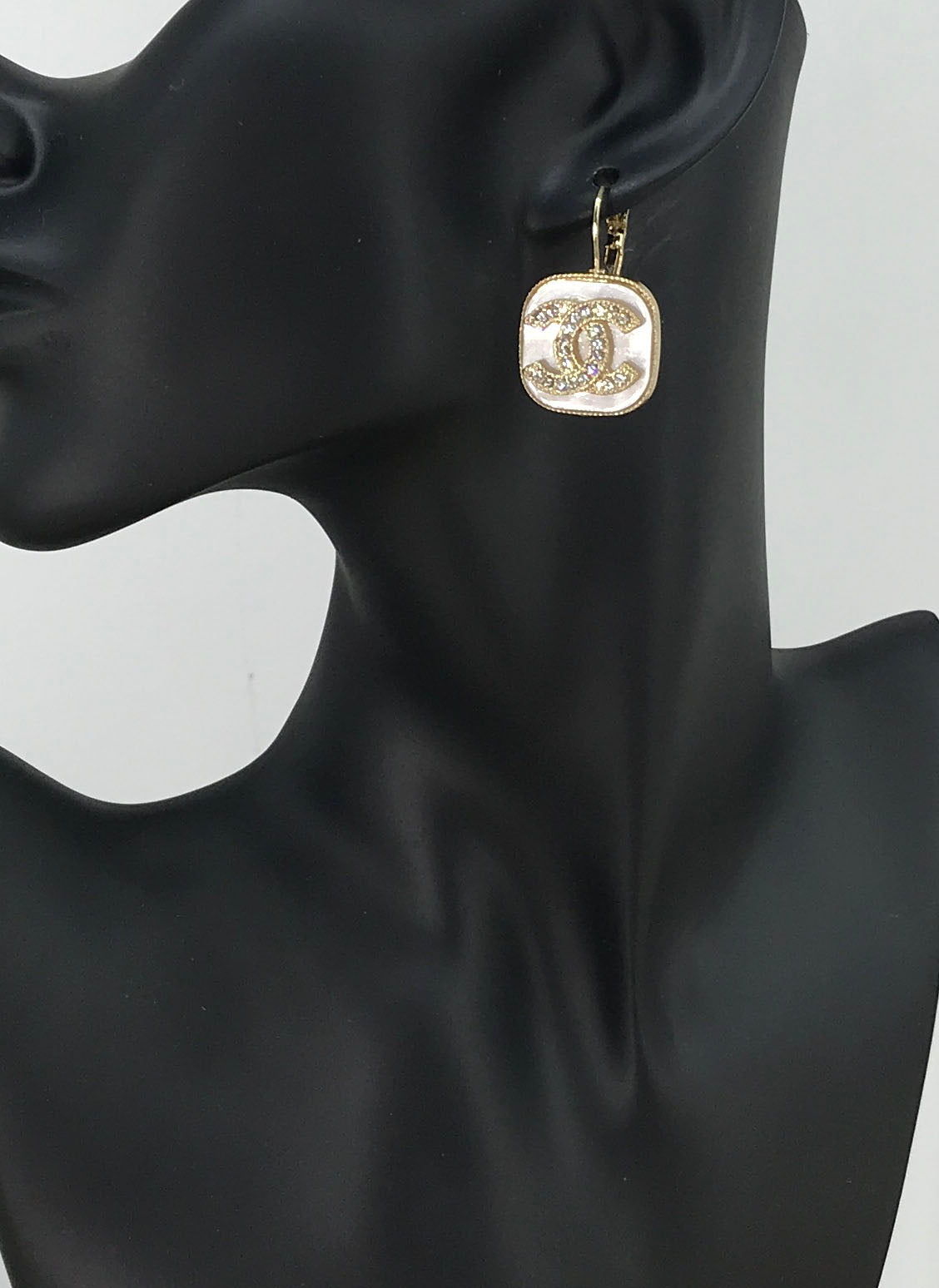 Ivory Pave Leverback Drop Earrings