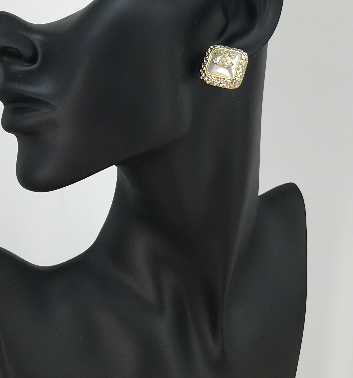 Ivory Pave Frame Stud Earrings