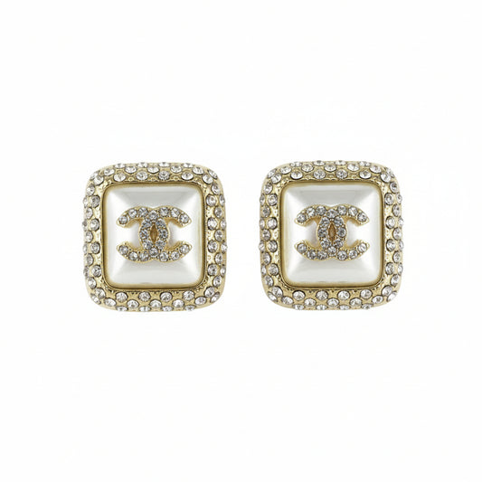 Ivory Pave Frame Stud Earrings