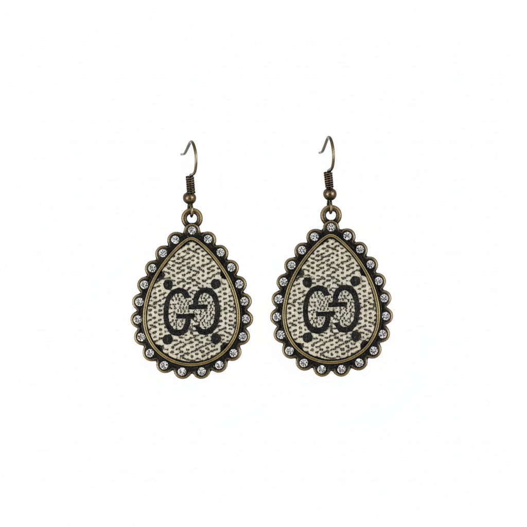 Rhinestone Teardrop Medallion Drop Earrings