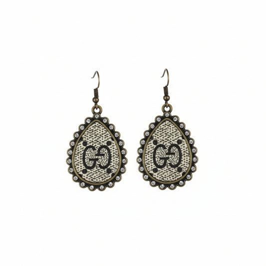 Rhinestone Teardrop Medallion Drop Earrings
