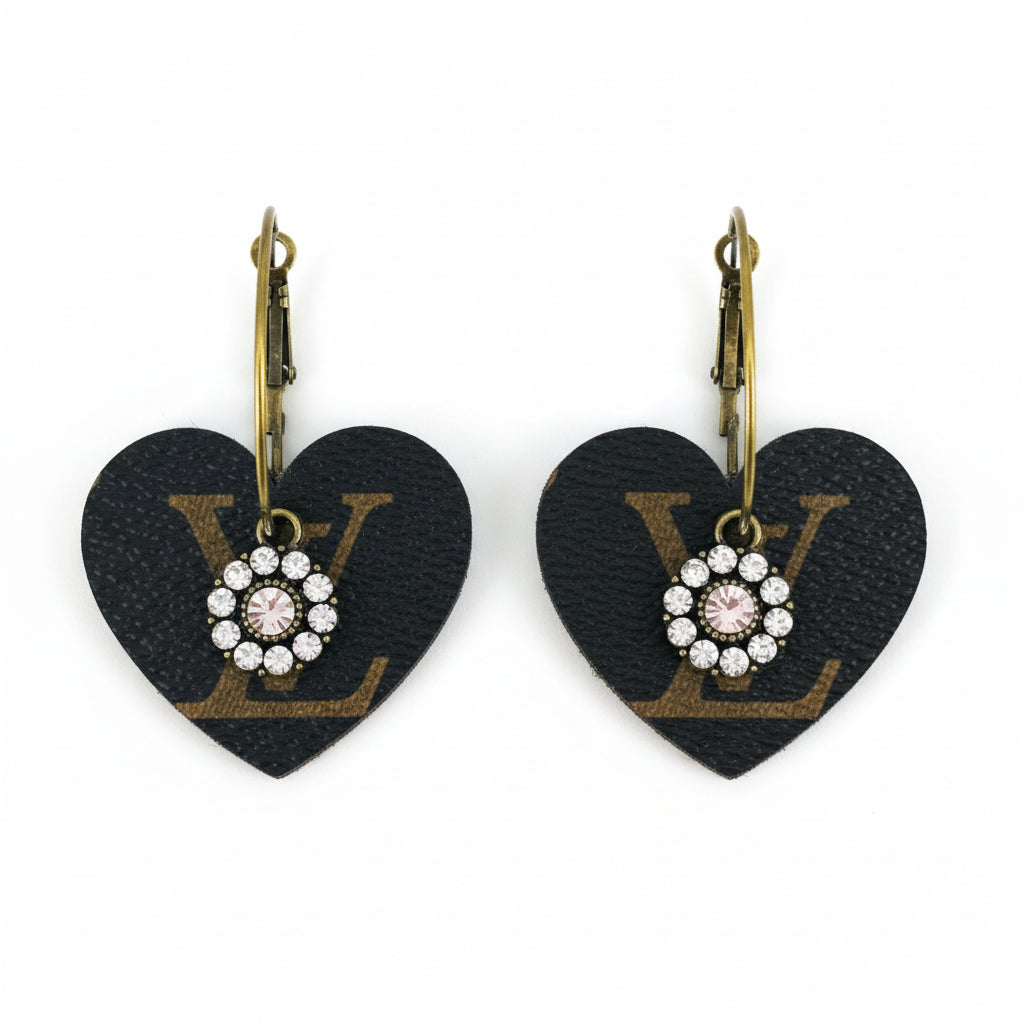 Rhinestone Bloom Heart Hoop Earrings
