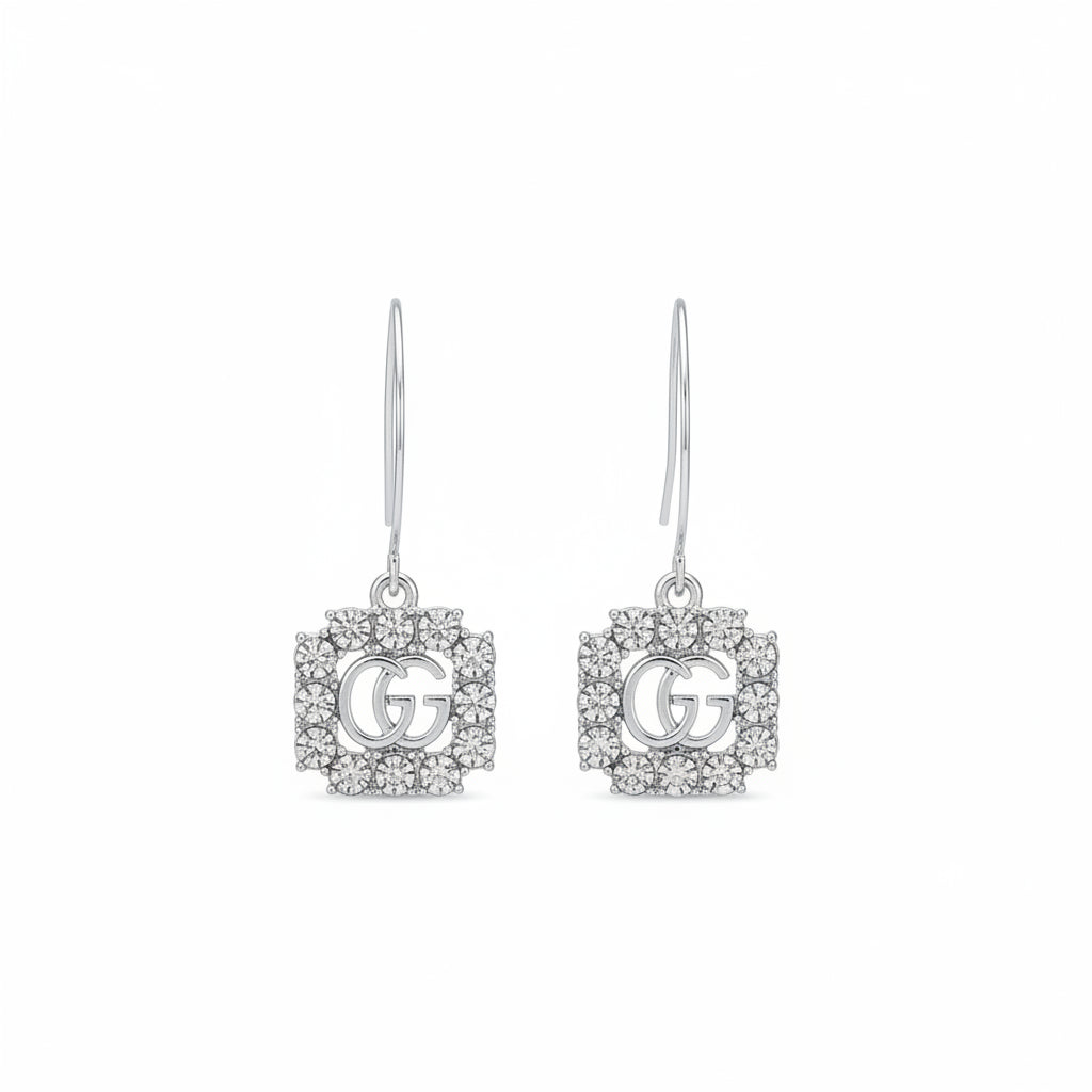 Crystal Frame GG Marquise Hook Earrings